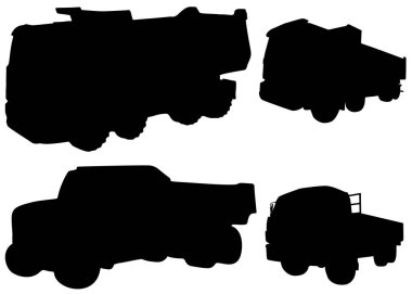 Bir sette mal taşımak için büyük araçlar..