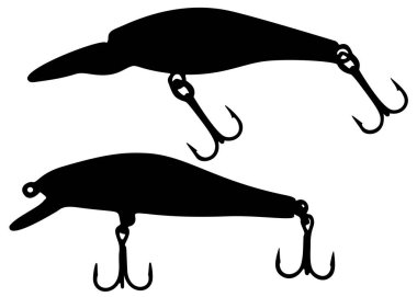 Kancalı balık yalpalayıcısı da dahil. Vektör resmi.