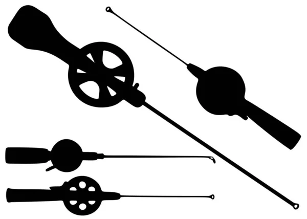 Pequeñas Cañas Pescar Invierno Incluidas Imagen Vectorial — Archivo Imágenes Vectoriales