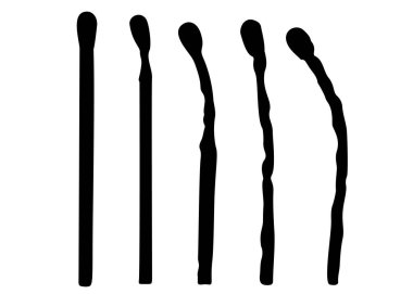 Sette yanmış kibritler. Vektör resmi.