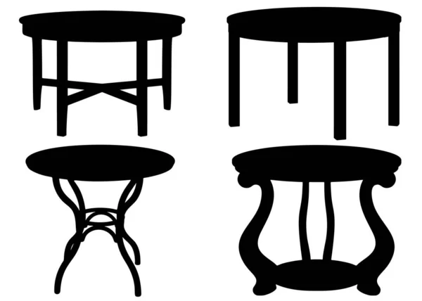 セット内のリビングルームのための丸いテーブル ベクトル画像 — ストックベクタ
