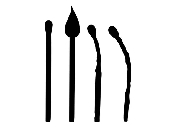 Allumettes Brûlées Brûlantes Dans Ensemble Image Vectorielle — Image vectorielle