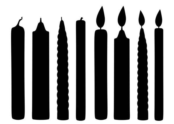 Свічки Звичайні Вогнем Наборі Векторне Зображення — стоковий вектор