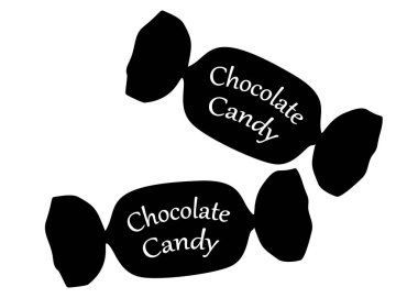 Üzerinde yazı olan çikolatalı şekerler. Vektör resmi.