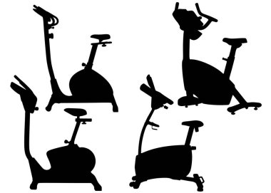 Egzersiz bisikletleri de dahil. Vektör resmi.
