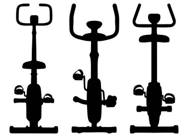 Egzersiz için egzersiz bisikletleri de dahil. Vektör resmi.