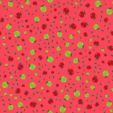 Pembe-kırmızı renkte güzel bir elma. Vektör resmi.