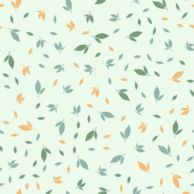 Yeşil arka planda yaprakları olan desen. Vektör resmi.