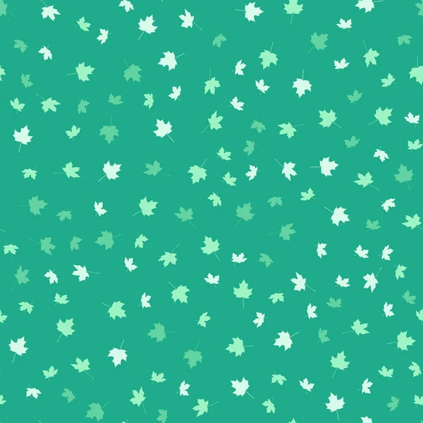 Yeşil arka planda yaprakları olan desen. Vektör resmi.