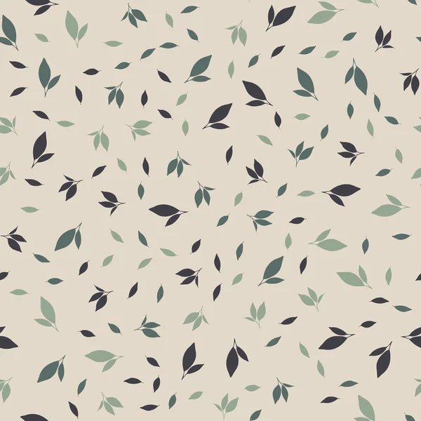 Bej arka planda yaprakları olan desen. Vektör resmi.