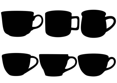 Bir sette çay fincanları. Vektör resmi.