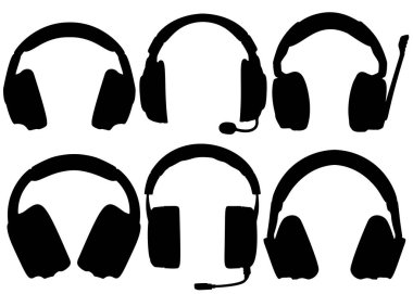 Mikrofonlu büyük kulaklıklar. Vektör resmi.