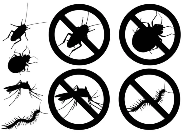 Insektsskadegörare Förbudstecknet Setet Vektorbild — Stock vektor