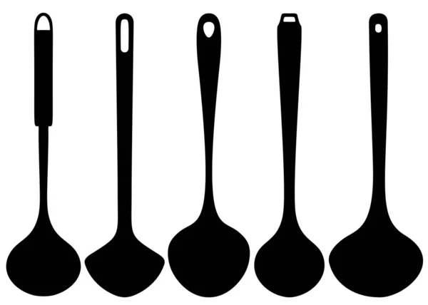 Soup Ladles Different Vector Image — Stock Vector