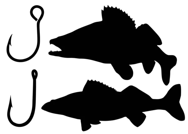 Fish Zander Hooks Set Vector Image — Stock Vector