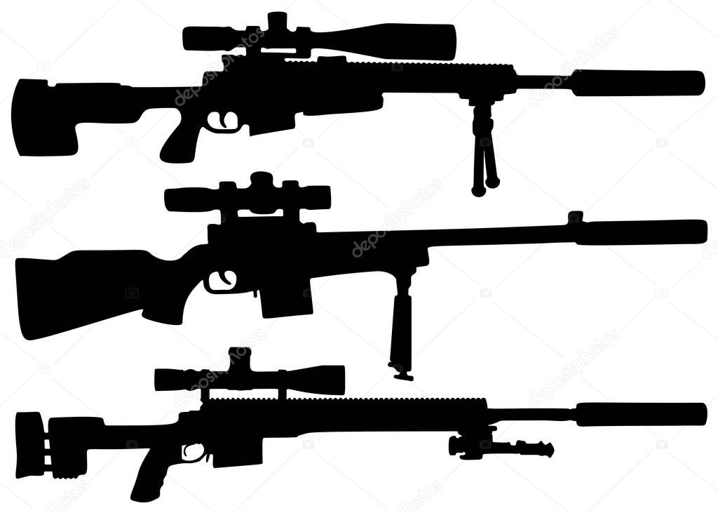 Sniper rifles included. Vector image.