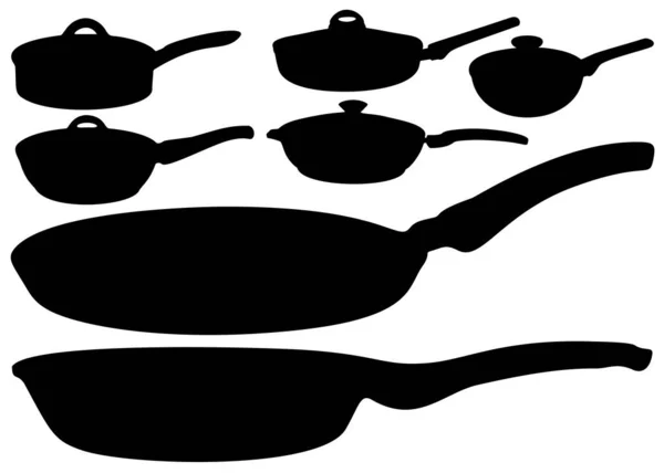 Large Set Pans Vector Image — Stock Vector