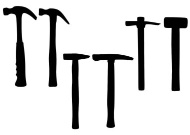 Büyük ve küçük çekiçler de dahil. Vektör resmi.