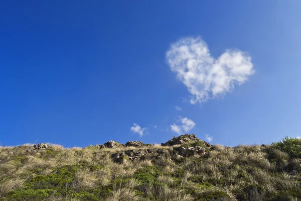 Prachtige hart-vormige wolk op een blauwe hemel — Stockfoto