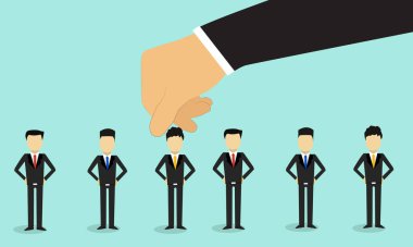 İş adamı seçilmiş adamı iş adamı vektör tasarımı grubundan seçiyor.