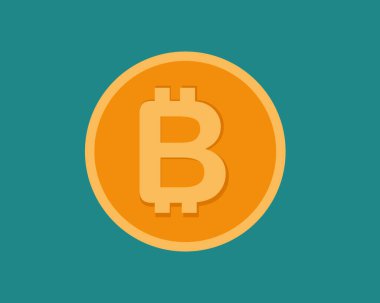 Bitcoin sembolü düz tasarım. Vektör 