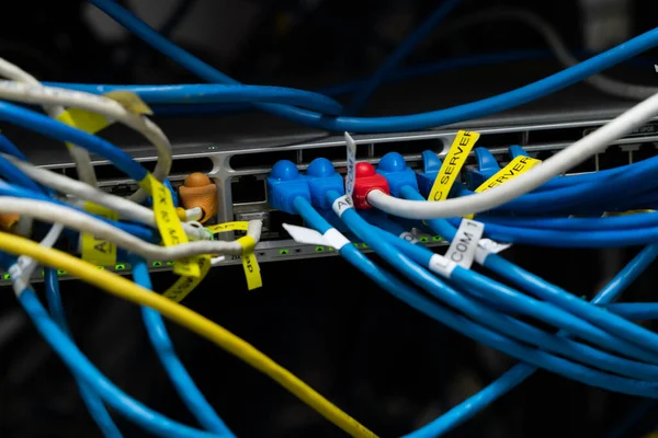 Cavo Internet Cavo Elettrico Della Sala Server Informazioni — Foto Stock