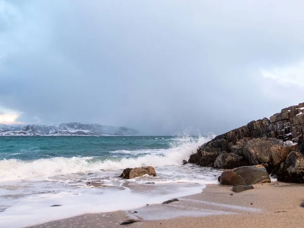 Paisagem Inverno Perto Sommaroya Ilha Kvaloya Noruega — Fotografia de Stock