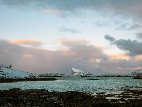 Paysage Hivernal Près Sommaroya Sur Île Kvaloya Norvège — Photo