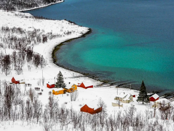 冬の風景 ノルウェーのKvaloya島 — ストック写真