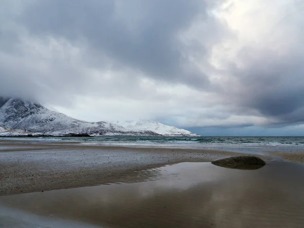 Paysage Hiver Sur Île Kvaloya Norvège — Photo