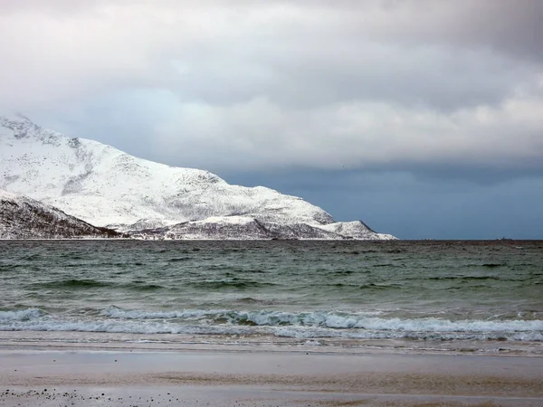 Winterlandschaft Auf Der Insel Kvaloya Norwegen — Stockfoto