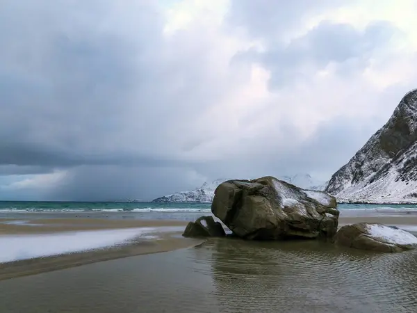 Paisaje Invierno Isla Kvaloya Noruega —  Fotos de Stock