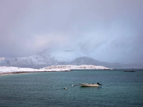 Landschap Winter Sandneshamn Het Eiland Kvaloya Noorwegen — Stockfoto