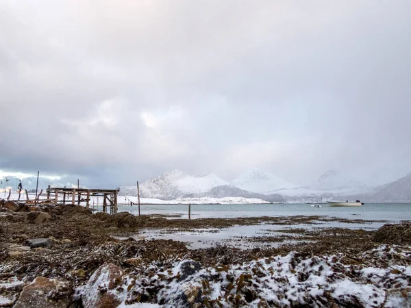 Landschap Winter Sandneshamn Het Eiland Kvaloya Noorwegen — Stockfoto