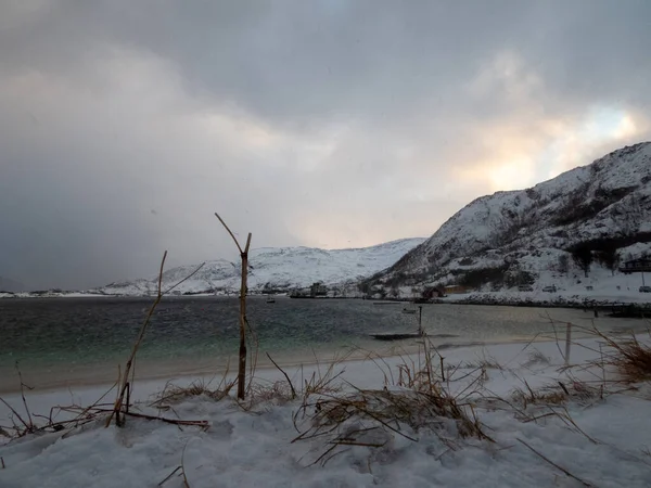 Landscape Wintertime Sandneshamn Island Kvaloya Norway — Stock fotografie
