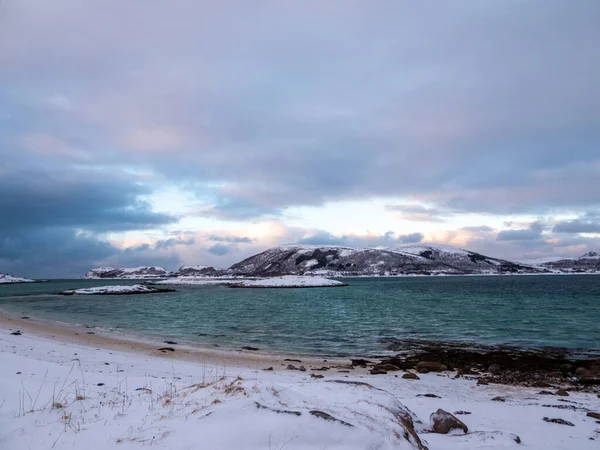Landskap Vintertid Sandneshamn Kvaloya Norge — Stockfoto