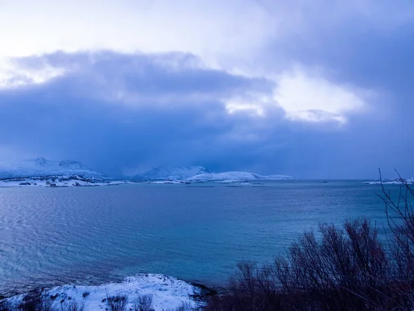 Paysage Hiver Sur Île Kvaloya Norvège — Photo
