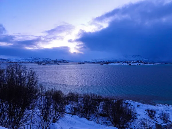 Winterlandschaft Auf Der Insel Kvaloya Norwegen — Stockfoto