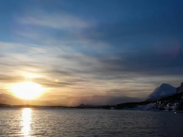 Alpen Lyngen Adalah Sebuah Pegunungan Timur Laut Kabupaten Troms Finnmark — Stok Foto