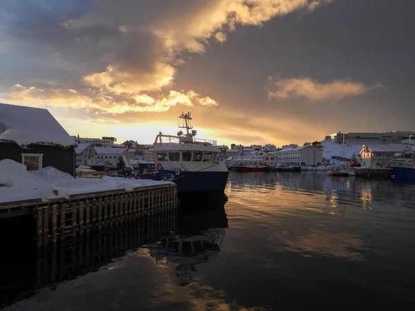 Honningsvag Cidade Mais Setentrional Noruega Continental Ele Está Localizado Município — Fotografia de Stock