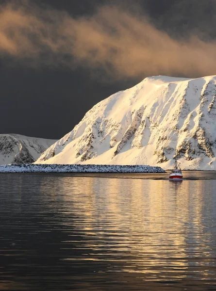 Honningsvag Cidade Mais Setentrional Noruega Continental Ele Está Localizado Município — Fotografia de Stock