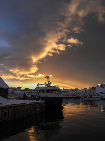 Honningsvag Adalah Kota Paling Utara Daratan Utama Norwegia Terletak Munisipalitas — Stok Foto