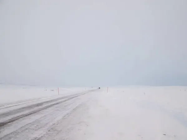 Jalan Antara Alta Dan Skaidi Norwegia Musim Dingin — Stok Foto