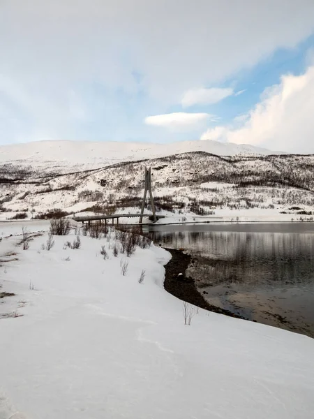 Kafjord Kotamadya Alta Kabupaten Troms Finnmark Norwegia Dilintasi Oleh Jembatan — Stok Foto