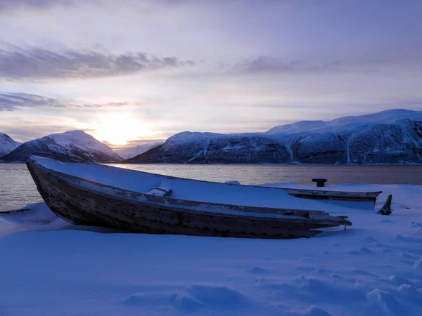 Olderdalen Adalah Sebuah Pelabuhan Troms Finnmark Norwegia Dan Terletak Kafjord Stok Lukisan  