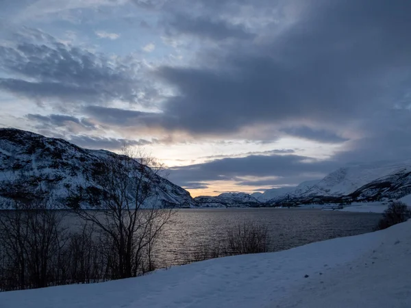 Norvégiai Troms Finnmark Megyei Alta Önkormányzatánál Található Kafjordot Fjord Északi — Stock Fotó