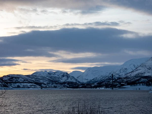 Kafjord Gminie Alta Okręgu Troms Finnmark Norwegia Przecina Most Europejskiej — Zdjęcie stockowe