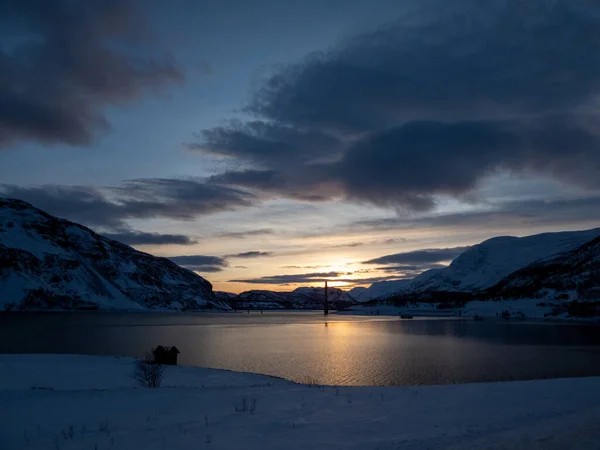 Kafjord Gminie Alta Okręgu Troms Finnmark Norwegia Przecina Most Europejskiej — Zdjęcie stockowe