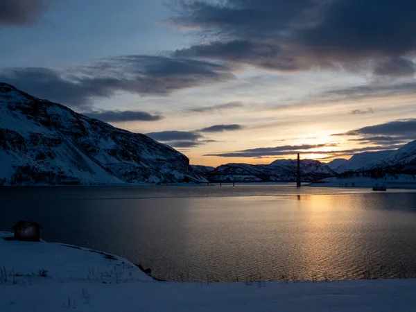 Kafjord Gminie Alta Okręgu Troms Finnmark Norwegia Przecina Most Europejskiej — Zdjęcie stockowe