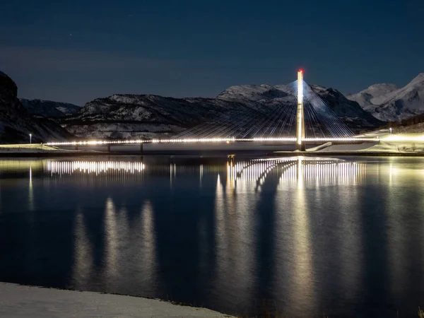 Kafjord Alta Municipalidad Troms Finnmark Noruega Atravesado Por Puente Ruta —  Fotos de Stock